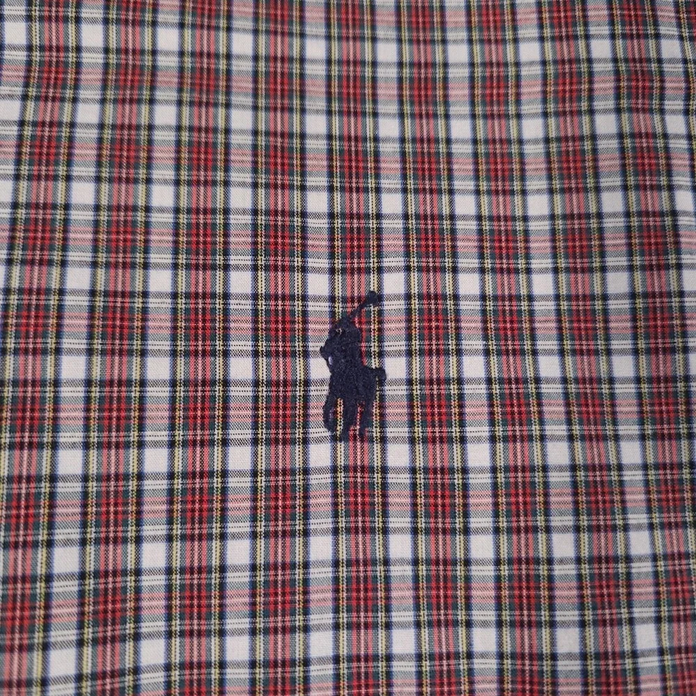 Polo‎ Ralph Lauren Mens 17.5 34/35 Yarmouth Plaid Red White Long Sleeve Button